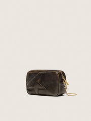Golden Goose Mini Star Bag in distressed dark-brown leather with tone-on-tone star