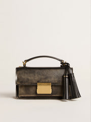 Golden Goose Small Venezia Bag in black distressed leather with gold details