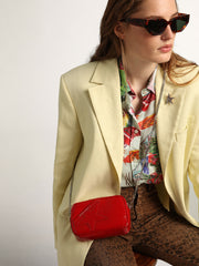 Golden Goose Women's Mini Star Bag in red painted leather with tone-on-tone star