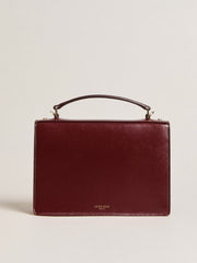 Golden Goose Venezia Bag in burgundy boarded leather with gold details