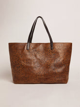 Golden Goose Pasadena Bag in hammered leather with leopard print and contrasting black handles