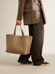 Golden Goose Dove-gray Pasadena Bag in smooth leather with gold logo