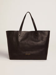 Golden Goose Pasadena Bag in black hammered leather with gold logo on the front