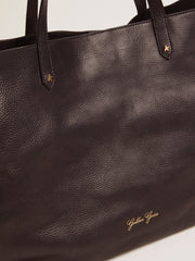 Golden Goose Pasadena Bag in black hammered leather with gold logo on the front