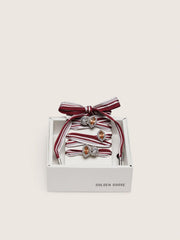 Golden Goose Skins white and burgundy striped laces embellished with charms