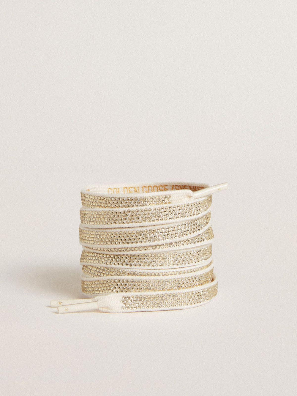 Golden Goose Cotton laces with silver Swarovski crystals and gold-colored logo