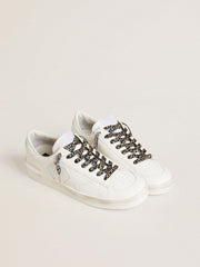 Golden Goose Beige leopard-print laces with contrasting white logo