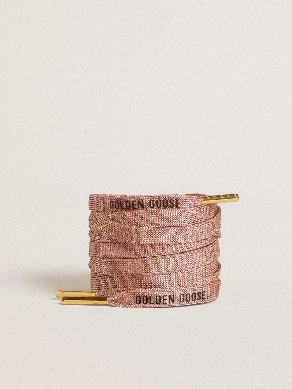 Golden Goose Salmon pink Lurex laces with contrasting black logo
