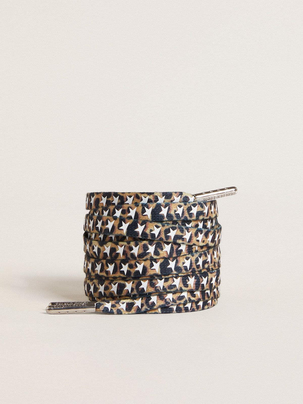 Golden Goose Brown leopard-print laces with contrasting white stars