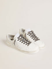Golden Goose Brown leopard-print laces with contrasting white stars