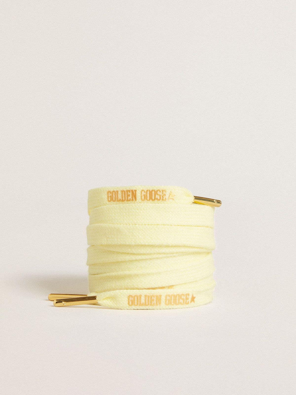 Golden Goose Yellow cotton laces with contrasting gold-colored logo