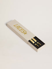 Golden Goose Yellow cotton laces with contrasting gold-colored logo