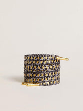 Golden Goose Laces with gray and black animal print with contrasting gold stars