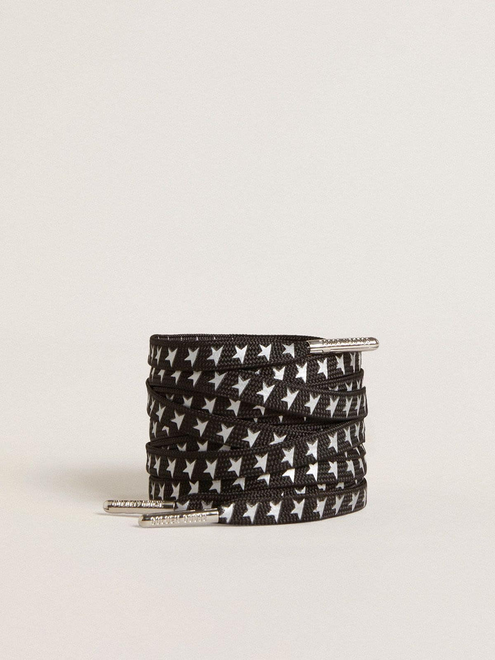 Golden Goose Black cotton laces with contrasting silver stars