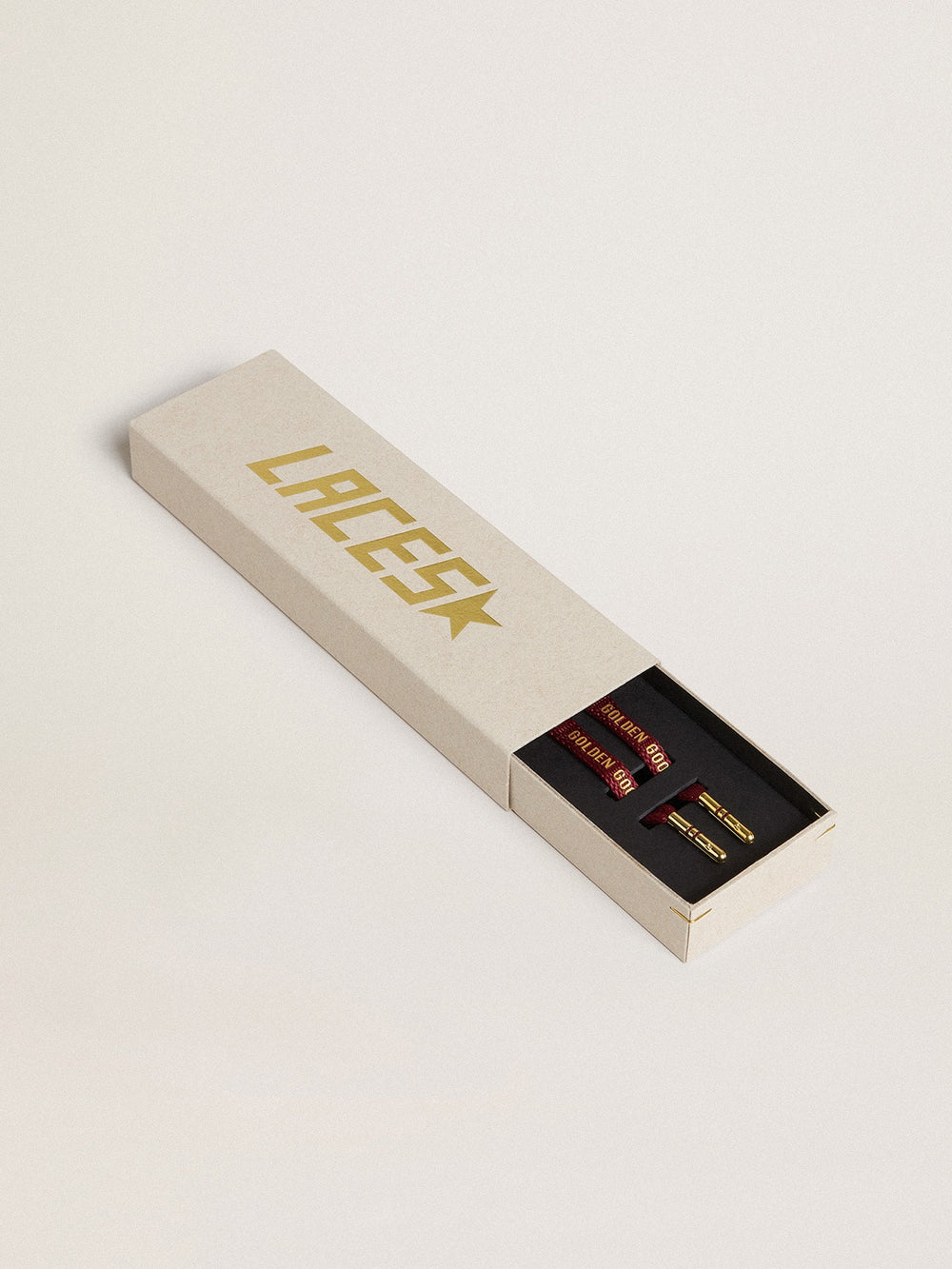 Golden Goose Burgundy cotton laces with contrasting gold-colored logo