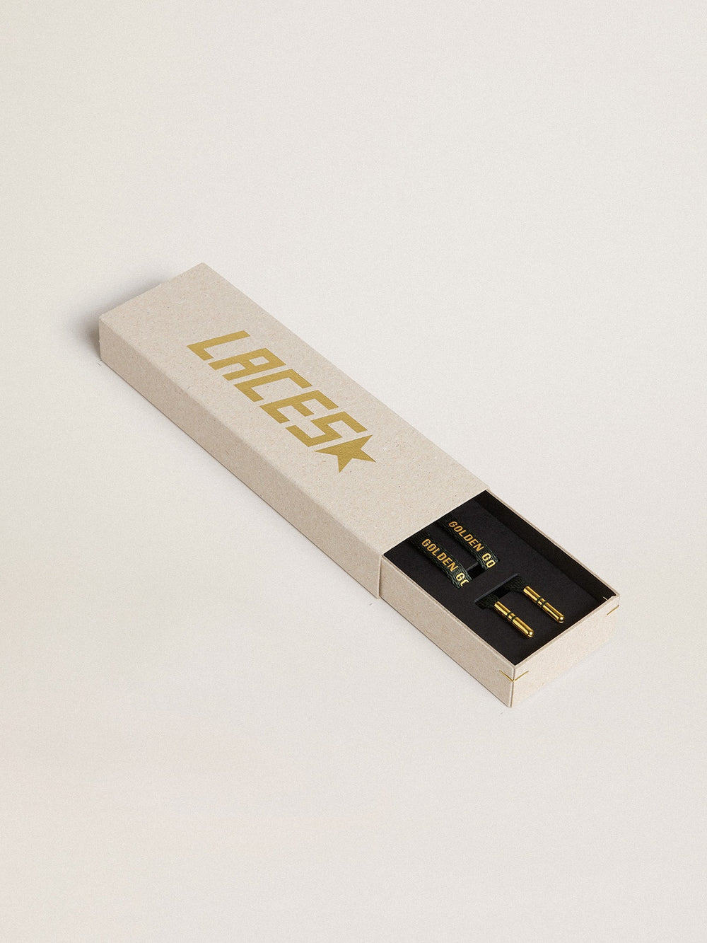 Golden Goose Dark green cotton laces with contrasting gold-colored logo