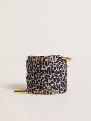Golden Goose Gray and black animal-print laces with contrasting gold logo