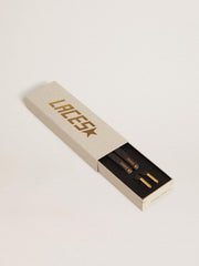 Golden Goose Dark gray lurex laces with contrasting gold logo