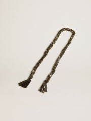 Golden Goose Black braided fabric charm with brass chain