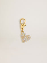 Golden Goose Heart-shaped charm in gold-colored brass with crystals