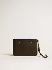 Golden Goose Pouch in black leather with raised logo