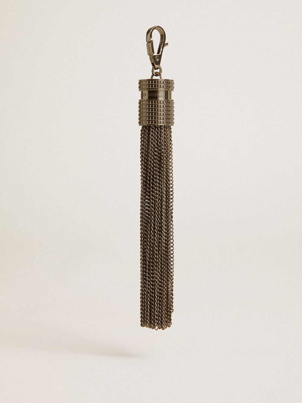 Golden Goose Tassel-shaped charm in silver-colored brass with crystals