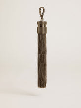 Golden Goose Tassel-shaped charm in silver-colored brass with crystals