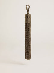 Golden Goose Tassel-shaped charm in silver-colored brass with crystals