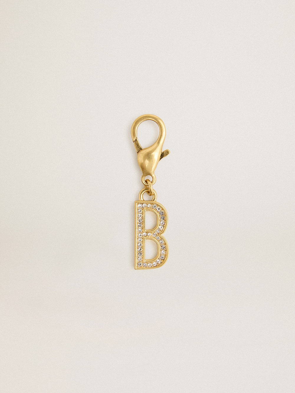 Golden Goose Letter B charm in gold-colored brass with crystals