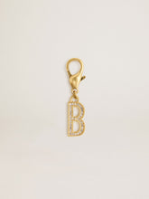 Golden Goose Letter B charm in gold-colored brass with crystals