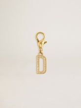 Golden Goose Letter D charm in gold-colored brass with crystals