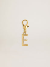 Golden Goose Letter E charm in gold-colored brass with crystals
