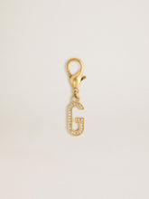 Golden Goose Letter G charm in gold-colored brass with crystals