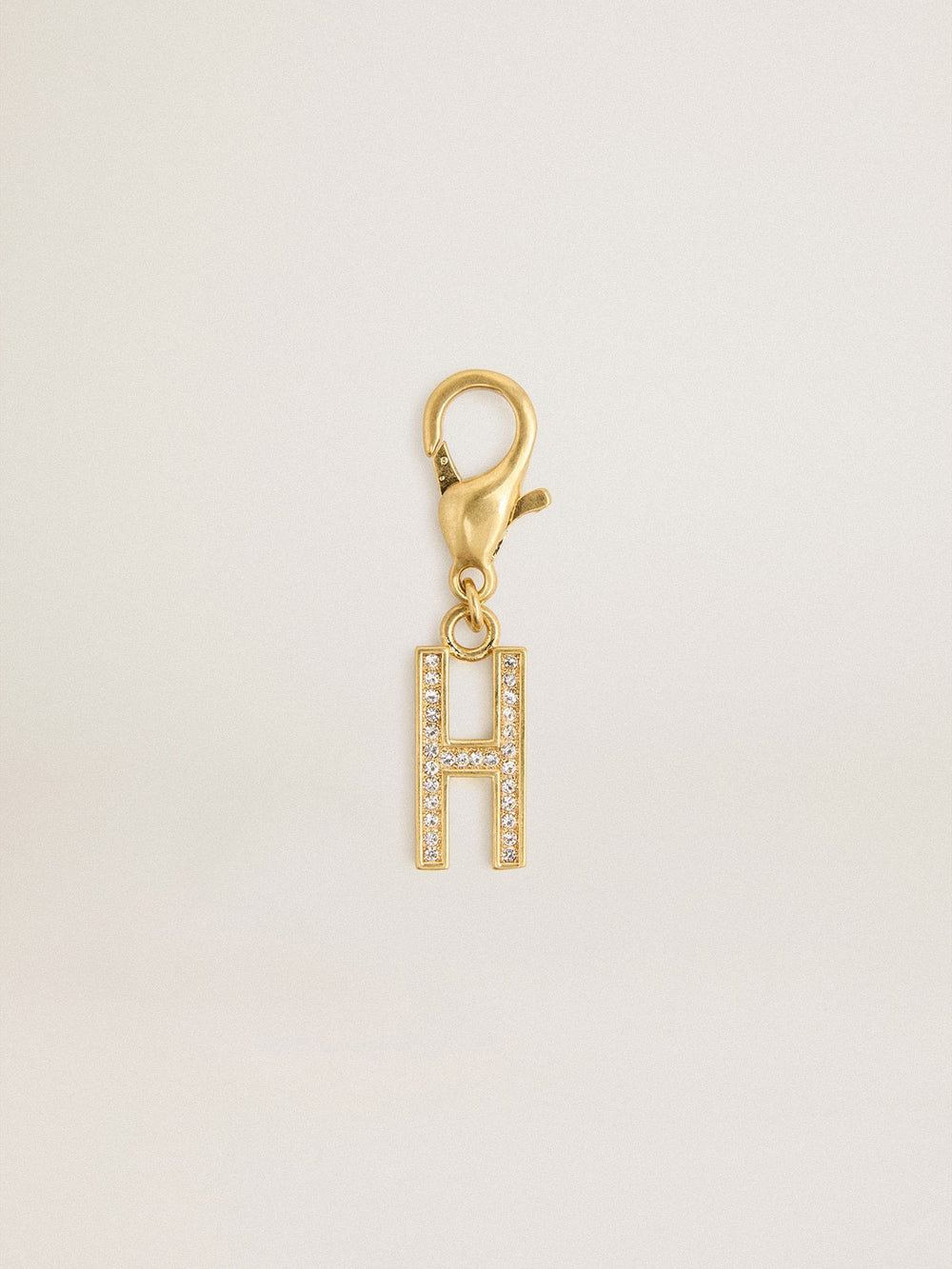 Golden Goose Letter H charm in gold-colored brass with crystals