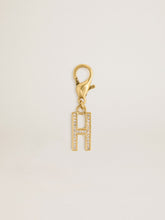 Golden Goose Letter H charm in gold-colored brass with crystals