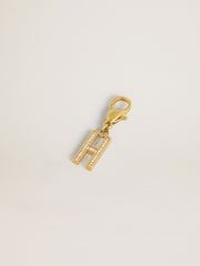 Golden Goose Letter H charm in gold-colored brass with crystals