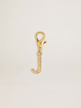 Golden Goose Letter J charm in gold-colored brass with crystals