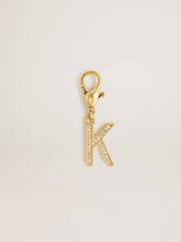 Golden Goose Letter K charm in gold-colored brass with crystals