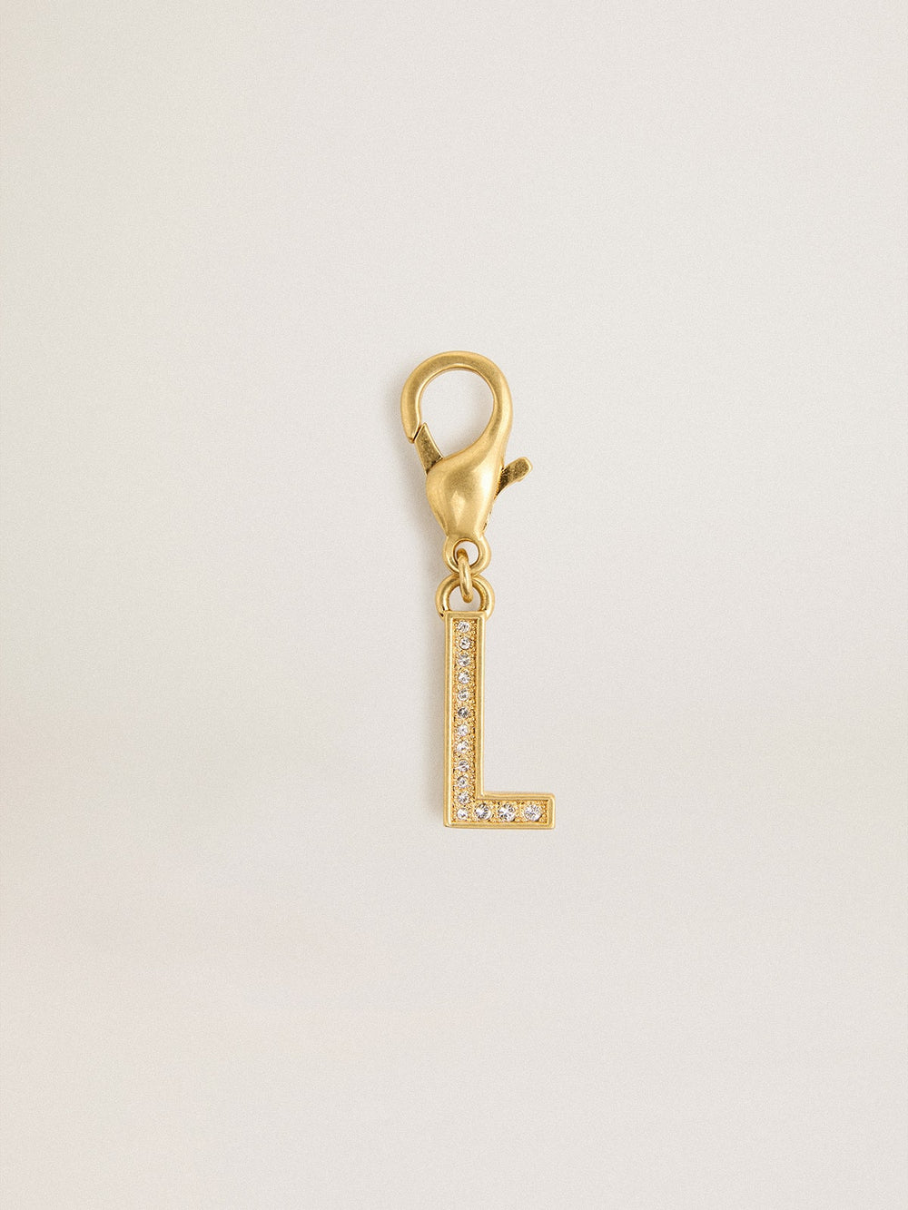 Golden Goose Letter L charm in gold-colored brass with crystals
