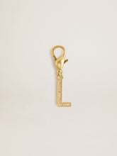 Golden Goose Letter L charm in gold-colored brass with crystals