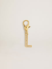 Golden Goose Letter L charm in gold-colored brass with crystals