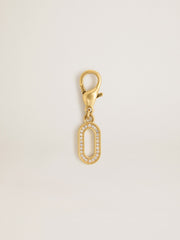 Golden Goose Letter O charm in gold-colored brass with crystals