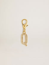 Golden Goose Letter Q charm in gold-colored brass with crystals