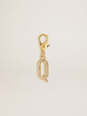 Golden Goose Letter Q charm in gold-colored brass with crystals
