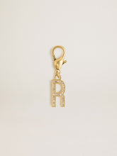 Golden Goose Letter R charm in gold-colored brass with crystals