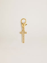 Golden Goose Letter T charm in gold-colored brass with crystals