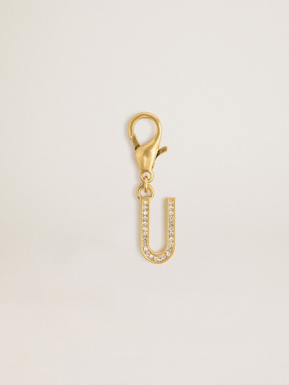 Golden Goose Letter U charm in gold-colored brass with crystals