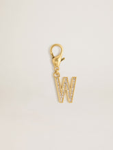 Golden Goose Letter W charm in gold-colored brass with crystals