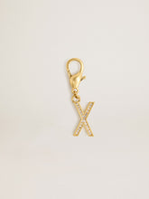 Golden Goose Letter X charm in gold-colored brass with crystals