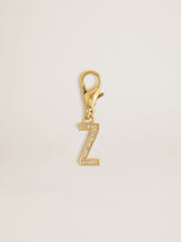Golden Goose Letter Z charm in gold-colored brass with crystals